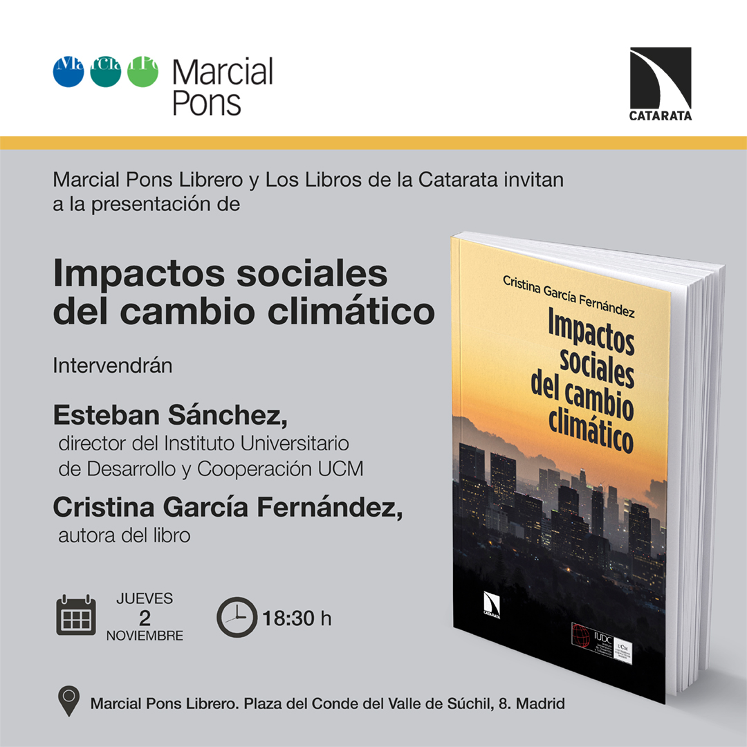 El IUDC presenta el 2 de noviembre de 2023 el libro: "Impactos sociales del cambio climático"